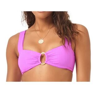 L Space Bikini‎ Top Womens Medium Pink Willow Ribbed Barbiecore Beach Summer NWT